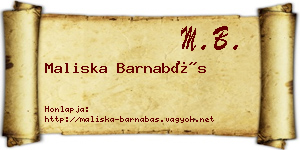 Maliska Barnabás névjegykártya